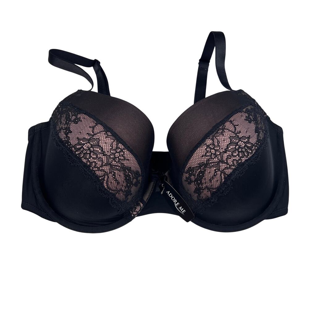 NWT Adore Me Bra Womens 34G Black Lace Plunge T-Shirt Lingerie Whimsigoth Sexy